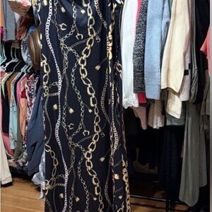 Chic Black  maxi dress with Gold Chain Design